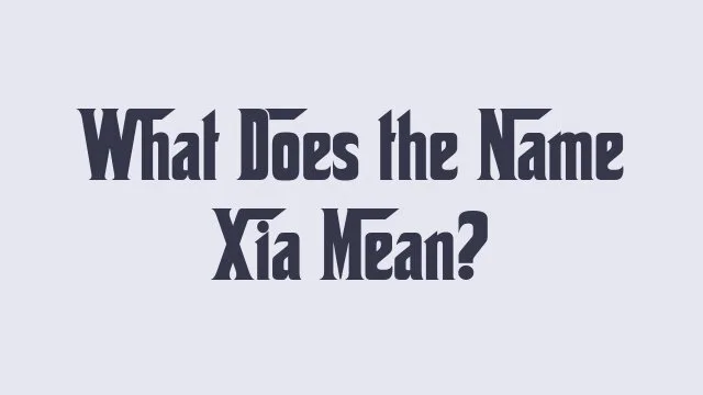 Meaning and significance of the name Xia in different cultures.