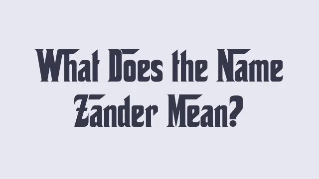 Meaning and significance of the name Zander in baby naming culture